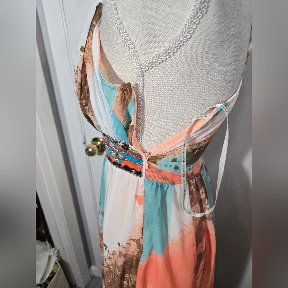 Boston Proper Women's Maxi Dress Emroidered And Studded Detail Sz 0 - Picture 5 of 10